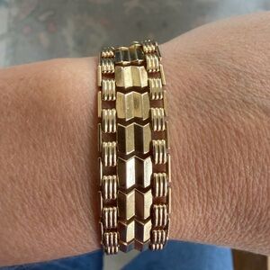 Vintage Rau Klikit Gold Tone Latch Bracelet Costume Jewelry Ladder Statement